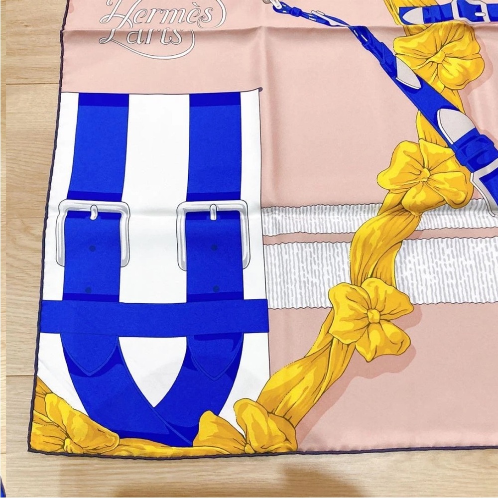 Hermes Blue and Yellow Floral Scarf - Picture 4 of 8